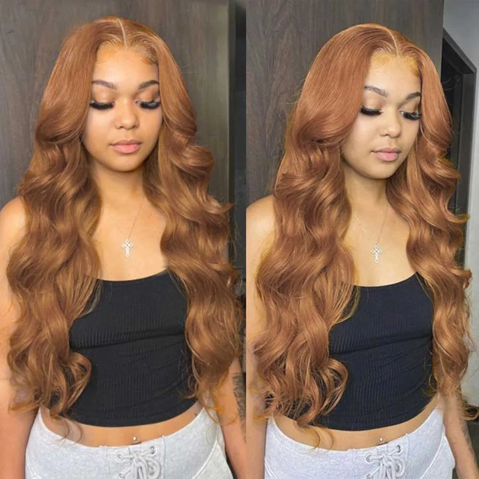 Tuneful Glueless Ginger Blonde Colored 13x6 5x5 6x5 Lace Front Closure Human Hair Wigs Body Wave Wigs 180% Density