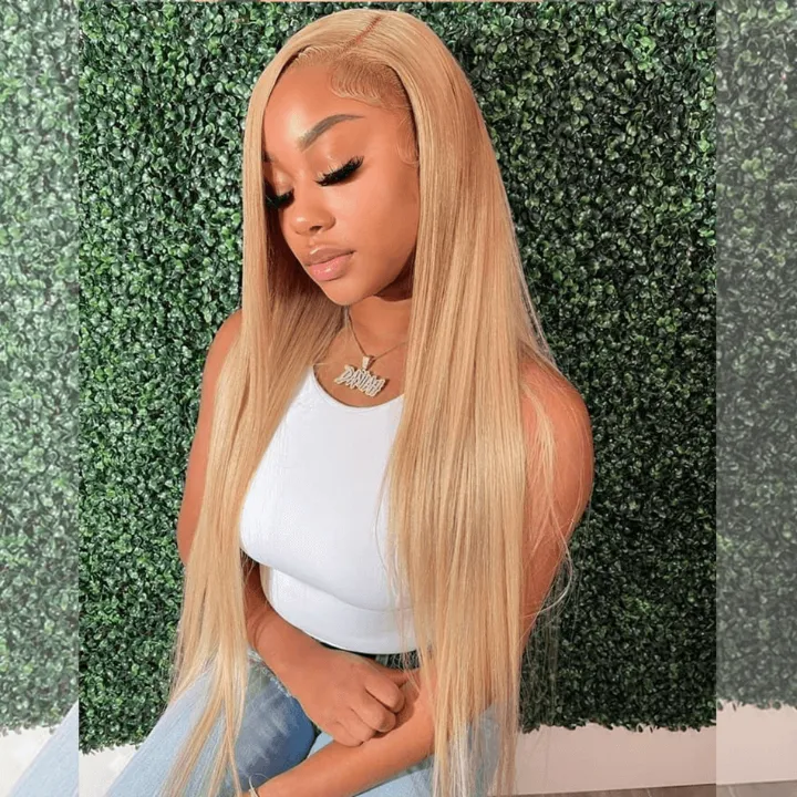Tuneful Honey Blonde Colored 13x4 Lace Frontal Human Hair 180% Density Straight Wigs Bogo Deal