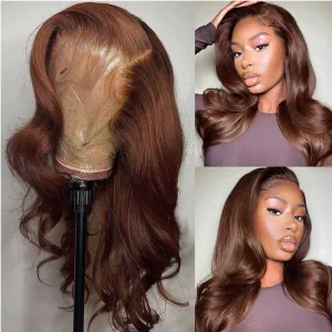 Tuneful Super Deal Chocolate Brown #4 Colored 13x6 Lace Frontal Human Hair Body Wave Frontal Wigs 180% Desnity