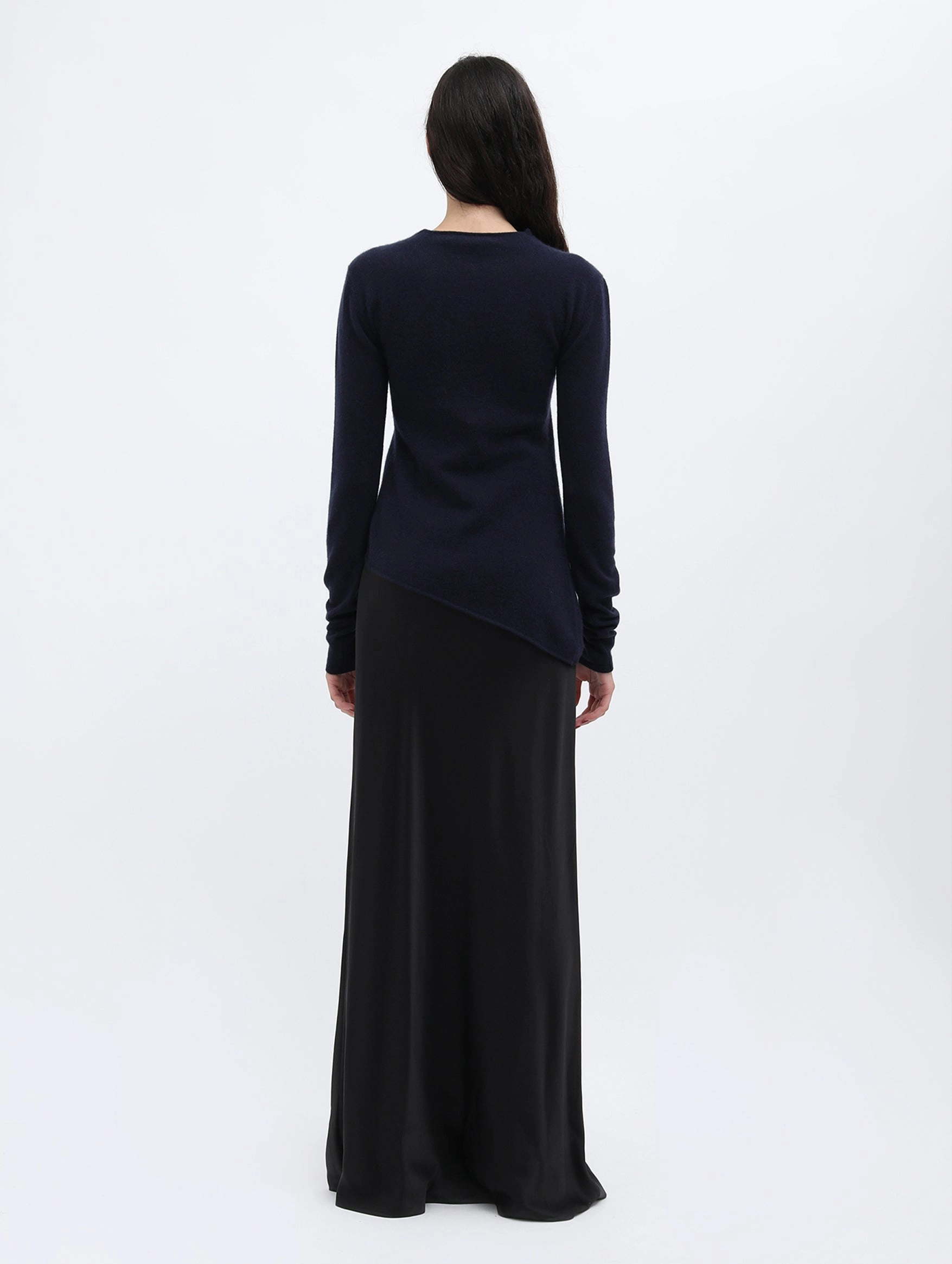 Twist Front Cashmere Dress in Black Graphite