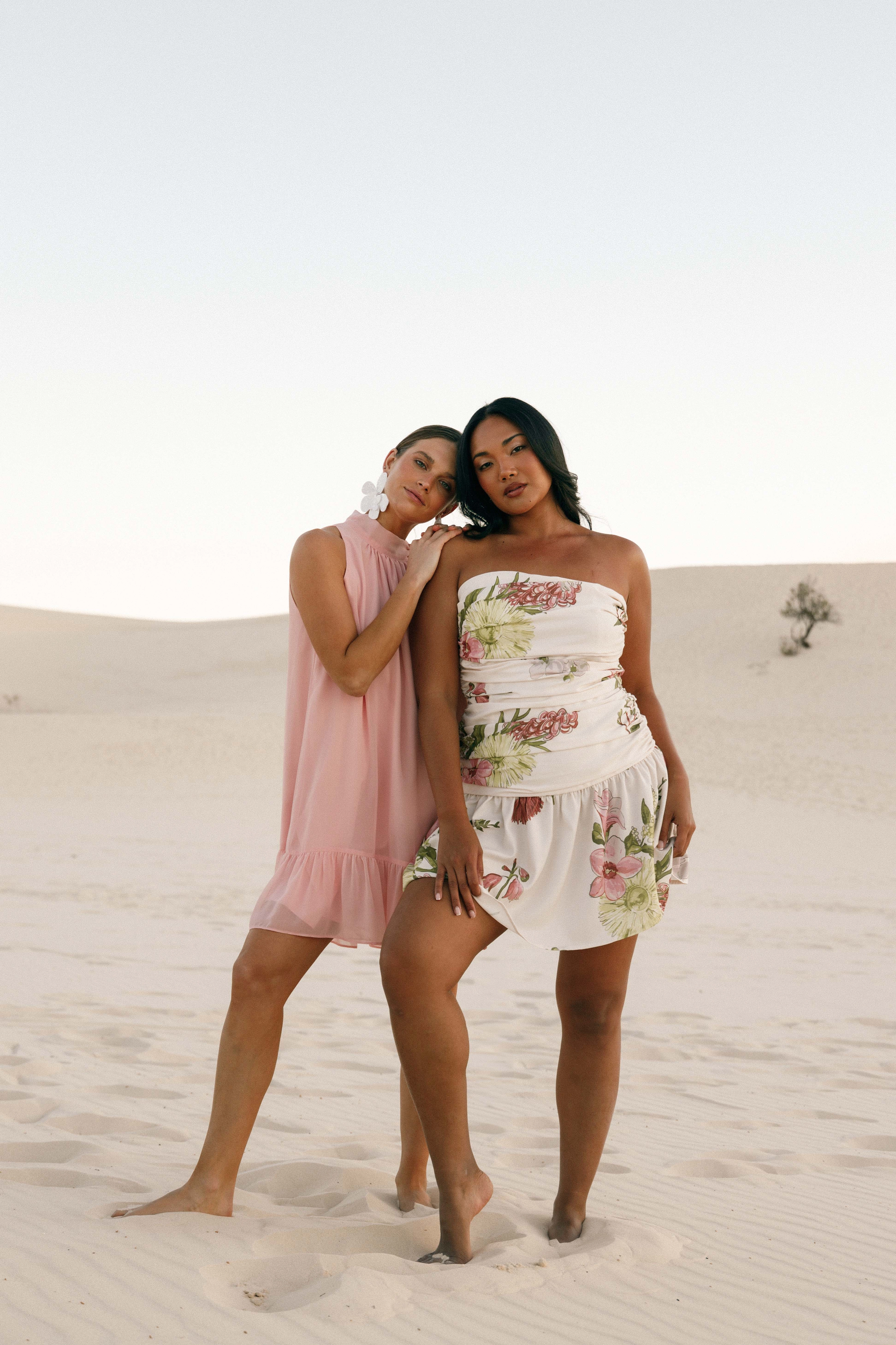 Victoria Halterneck Mini Dress - Petal Pink