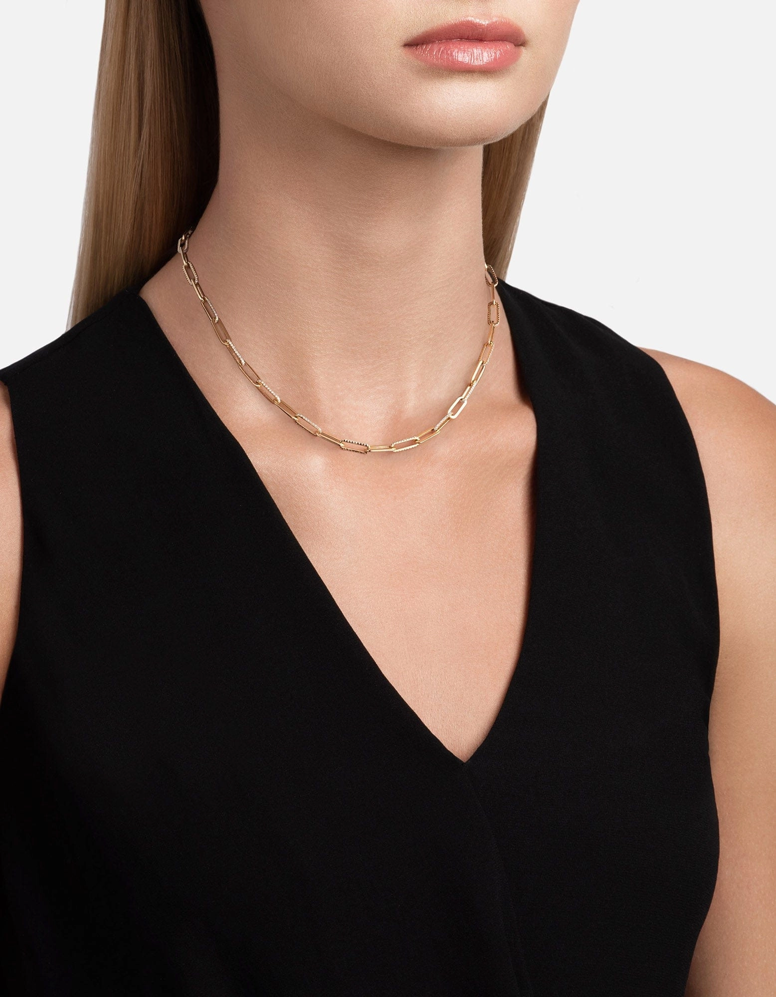 Volt Link Choker, 14k Gold Pavé