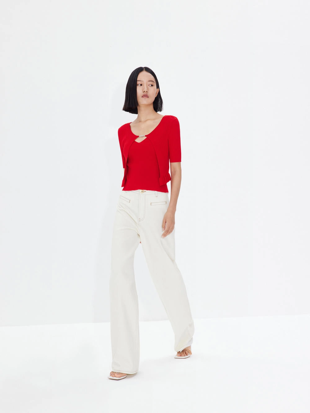 Wavy Hem Knitted Cardigan