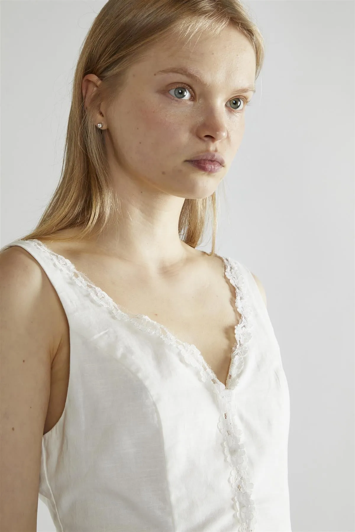 White Button-Front Top