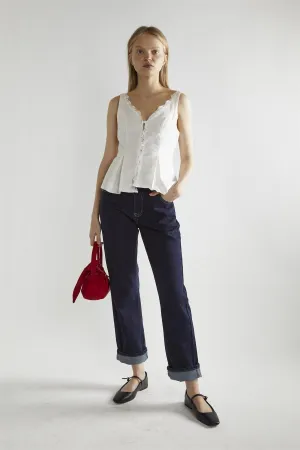 White Button-Front Top