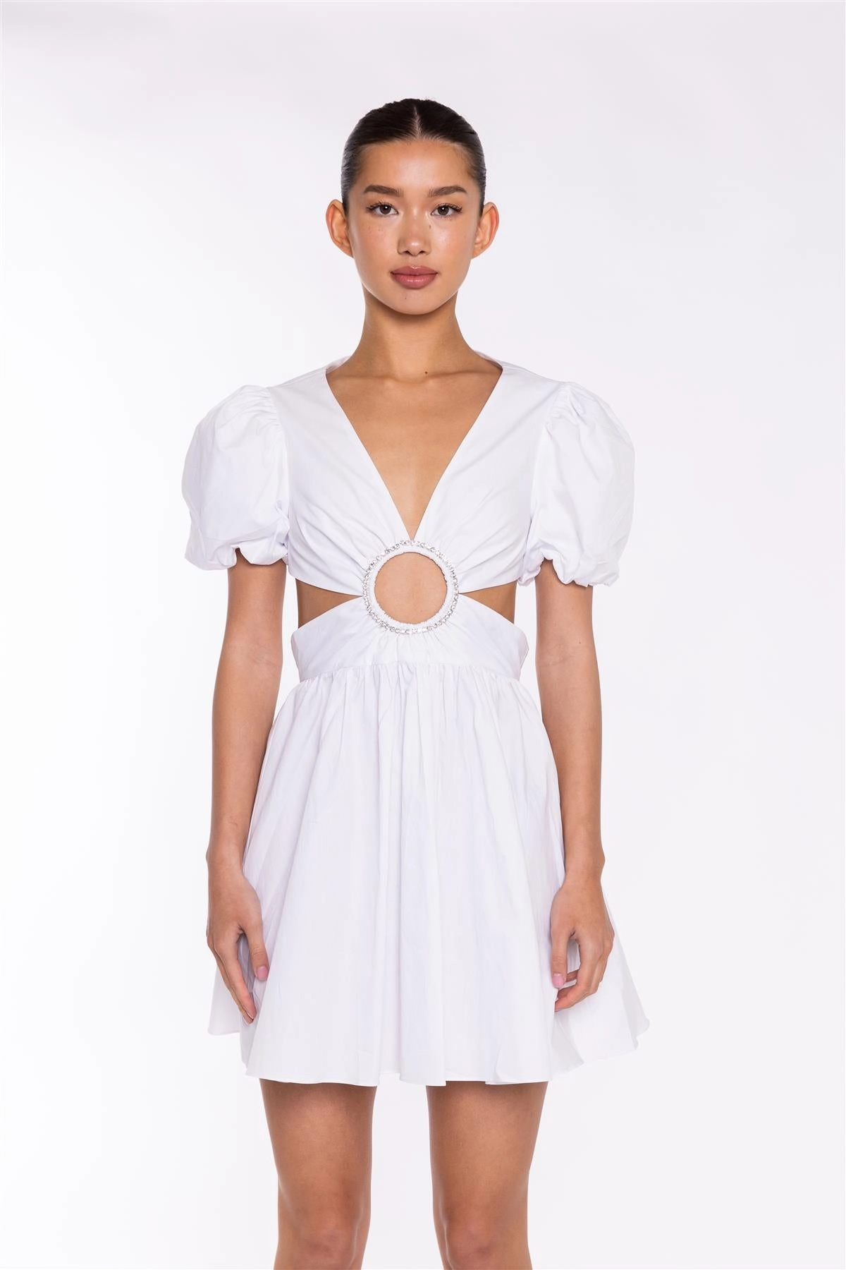 White Cut-Out Mini-Dress
