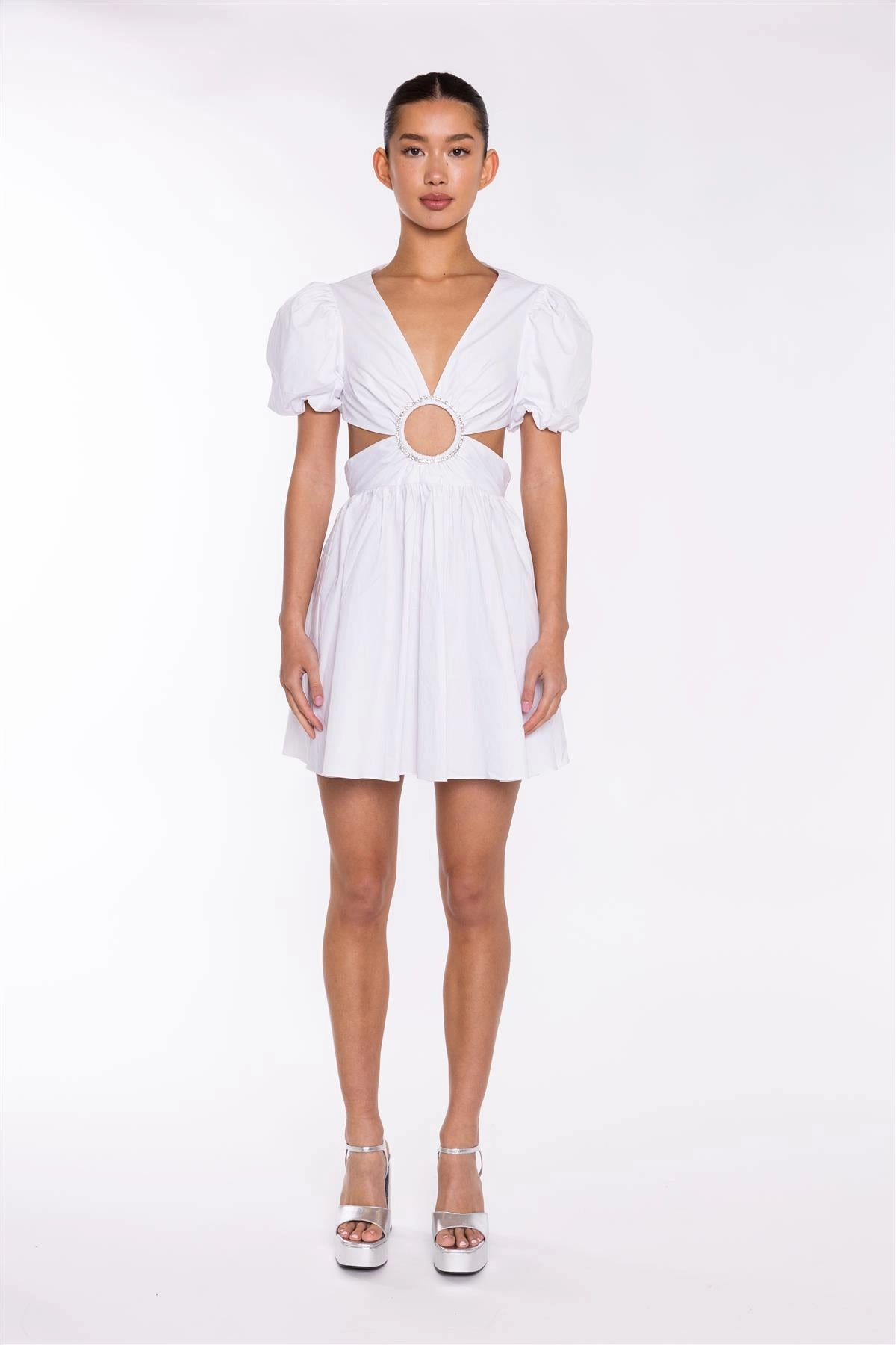 White Cut-Out Mini-Dress