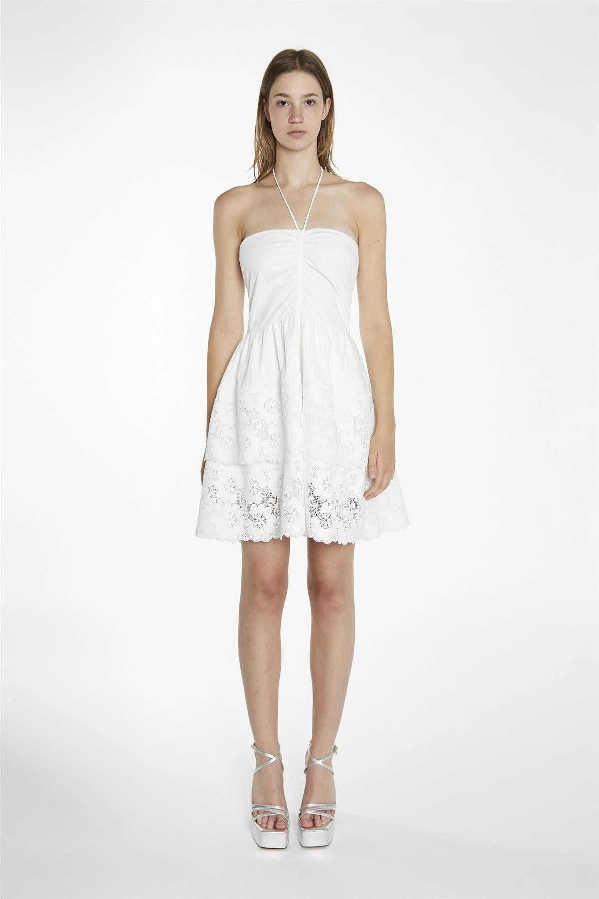 White Halterneck Mini-Dress