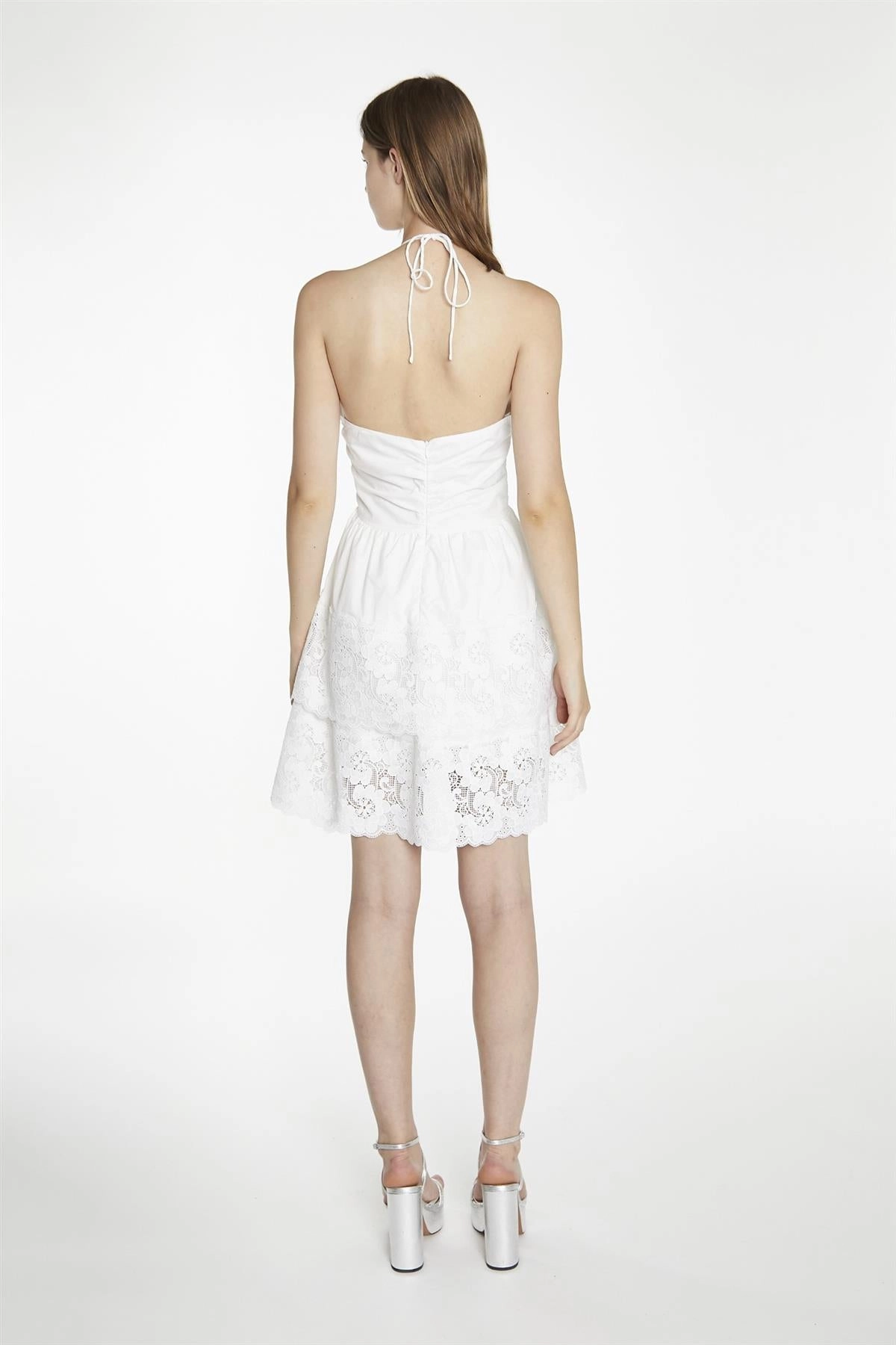 White Halterneck Mini-Dress