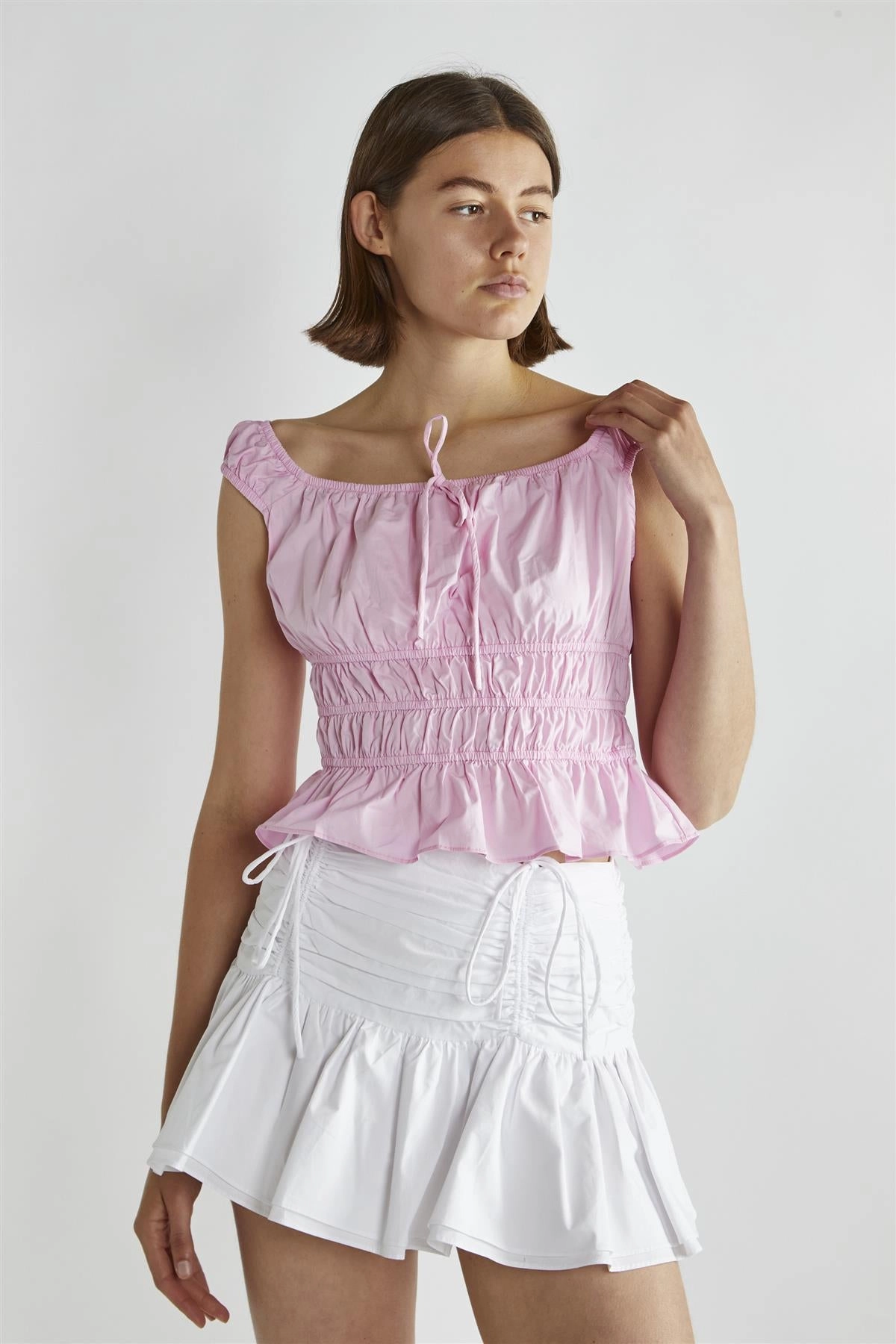 White Pleated Tutu Mini-Skirt