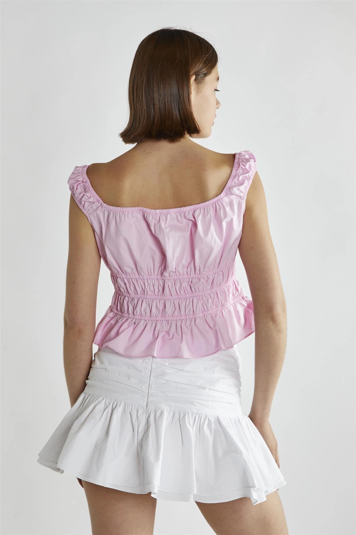 White Pleated Tutu Mini-Skirt