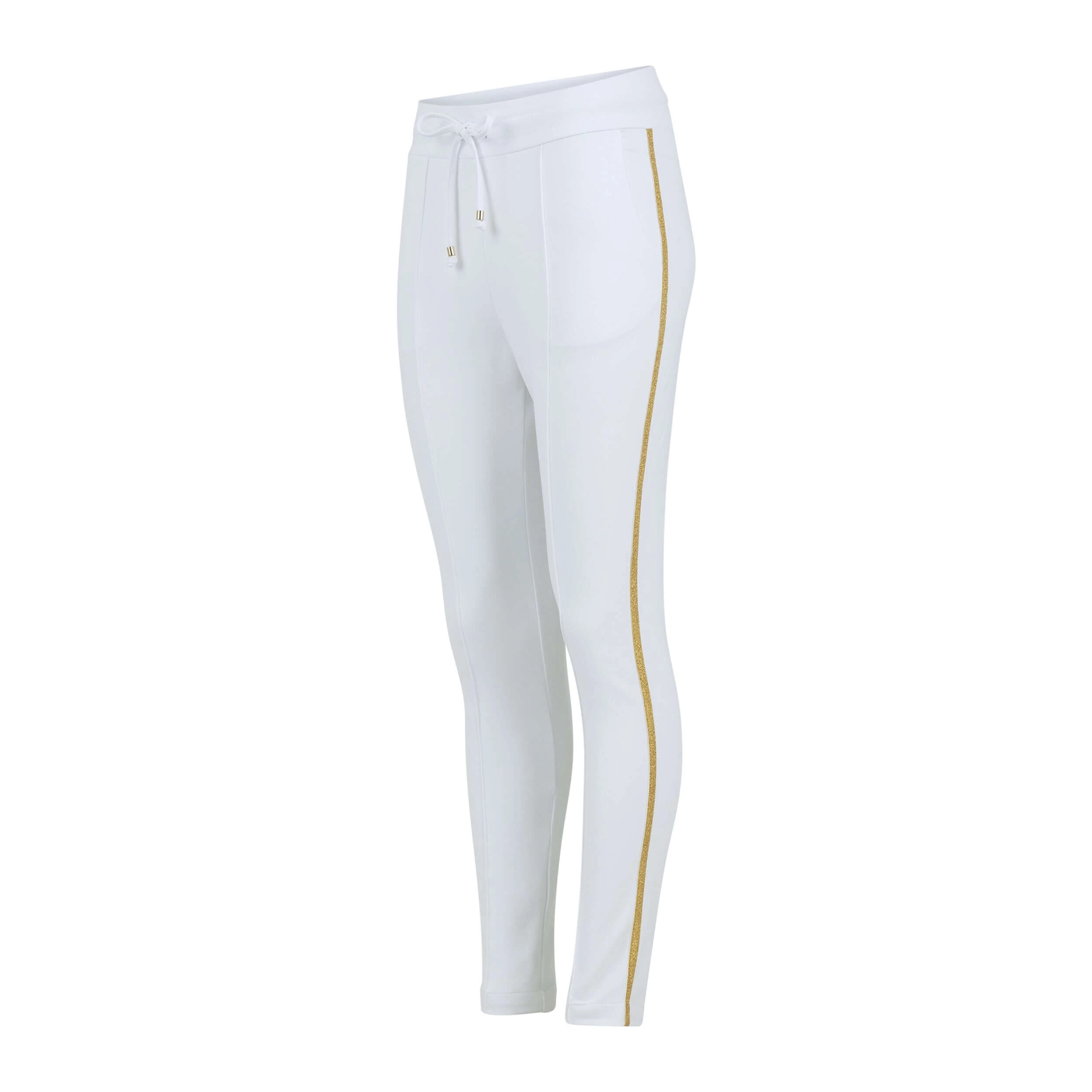 White W/ Gold Stripe Sweatpants