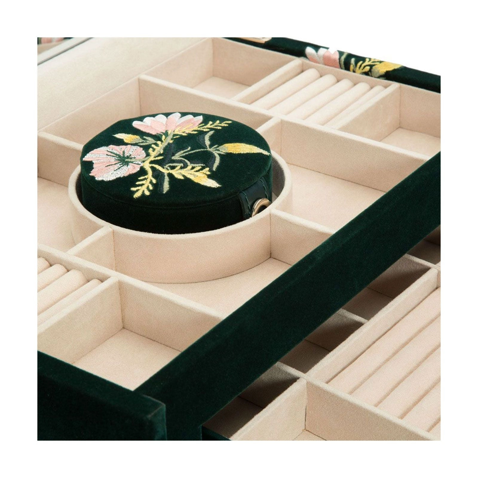 Wolf Zoe Large Floral Jewellery Box Forest Green 393012