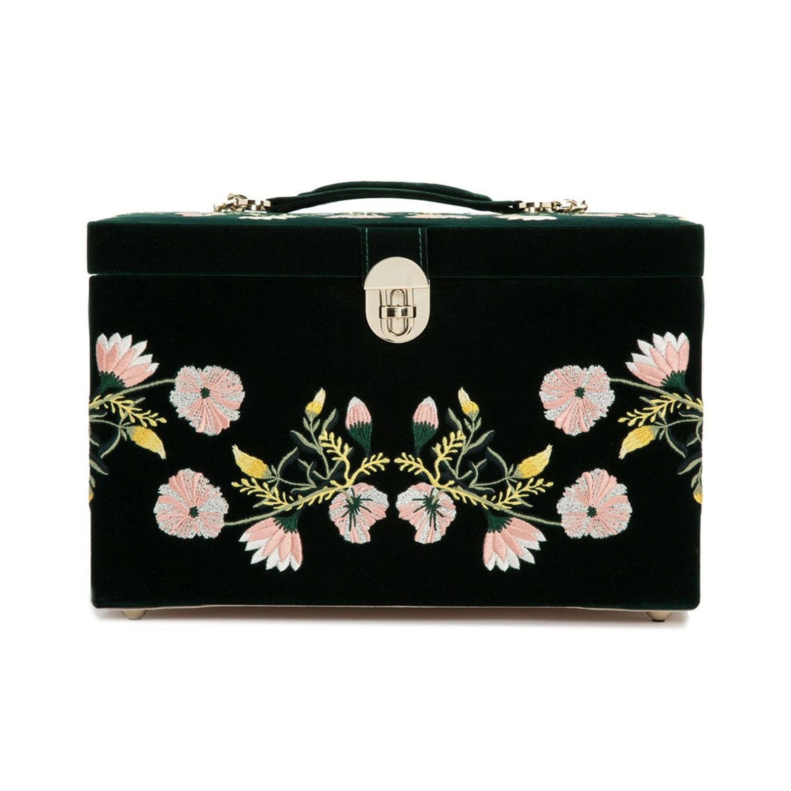 Wolf Zoe Large Floral Jewellery Box Forest Green 393012