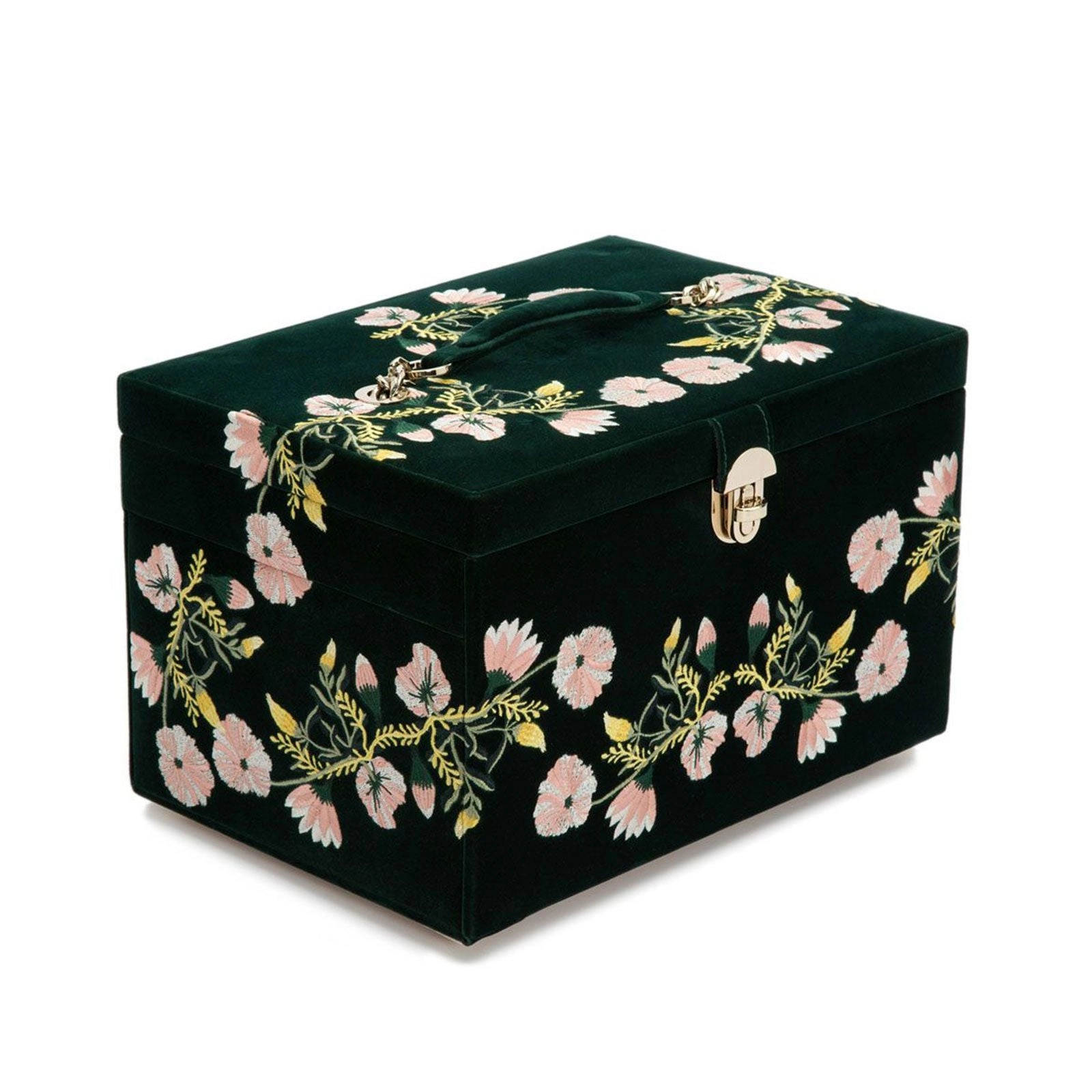 Wolf Zoe Large Floral Jewellery Box Forest Green 393012