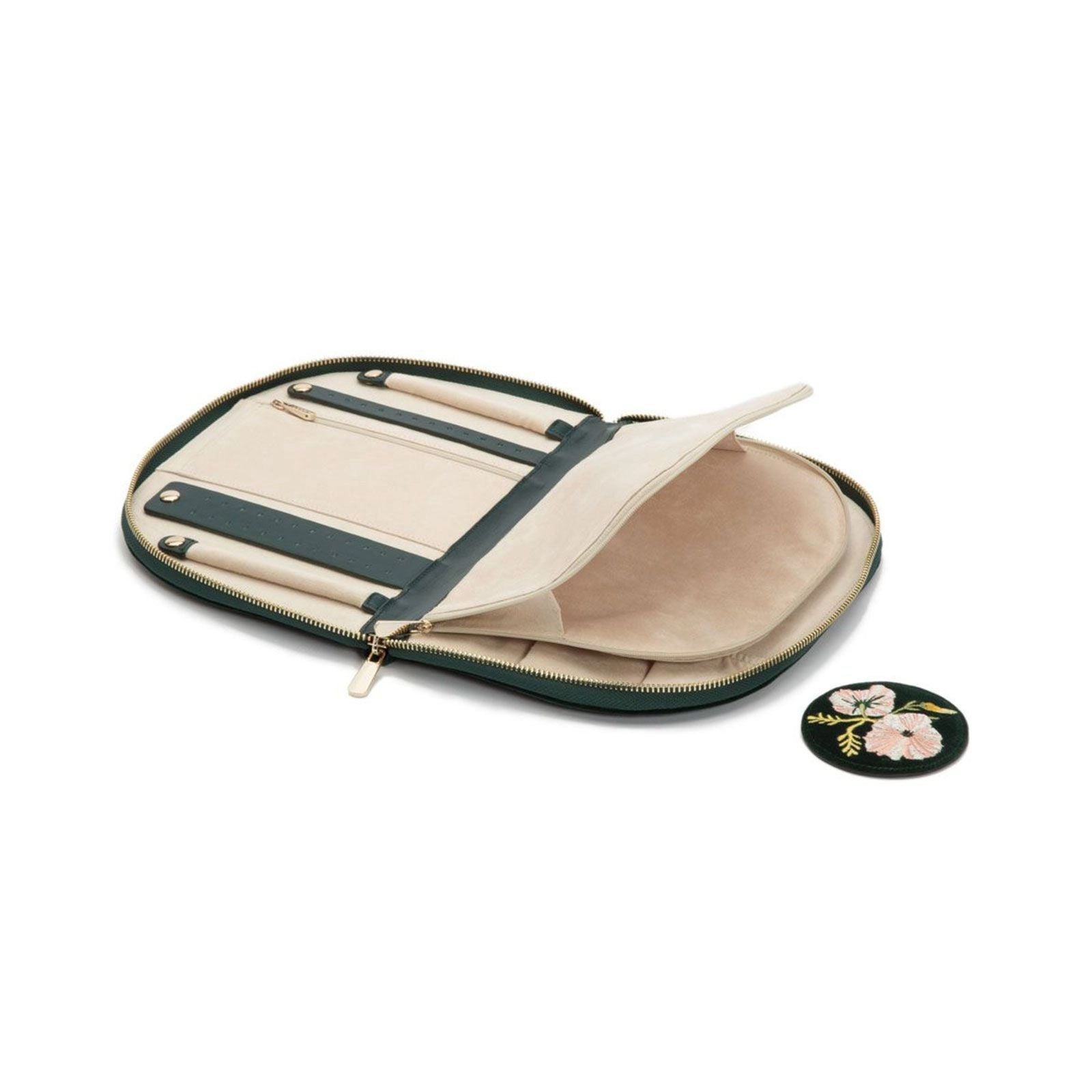 Wolf Zoe Portfolio Floral Jewellery Case Forest Green 393412