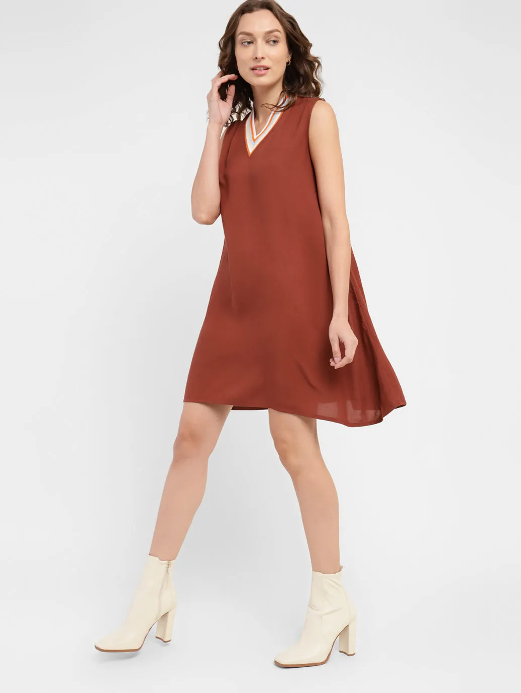Women's Solid Round Neck Dress
