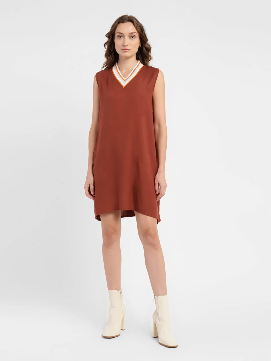 Women's Solid Round Neck Dress