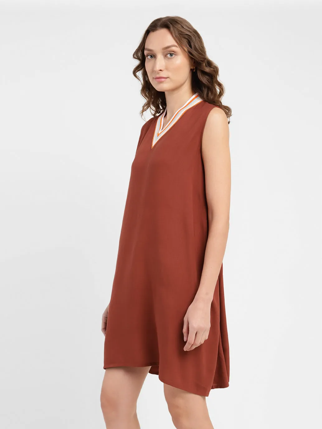 Women's Solid Round Neck Dress