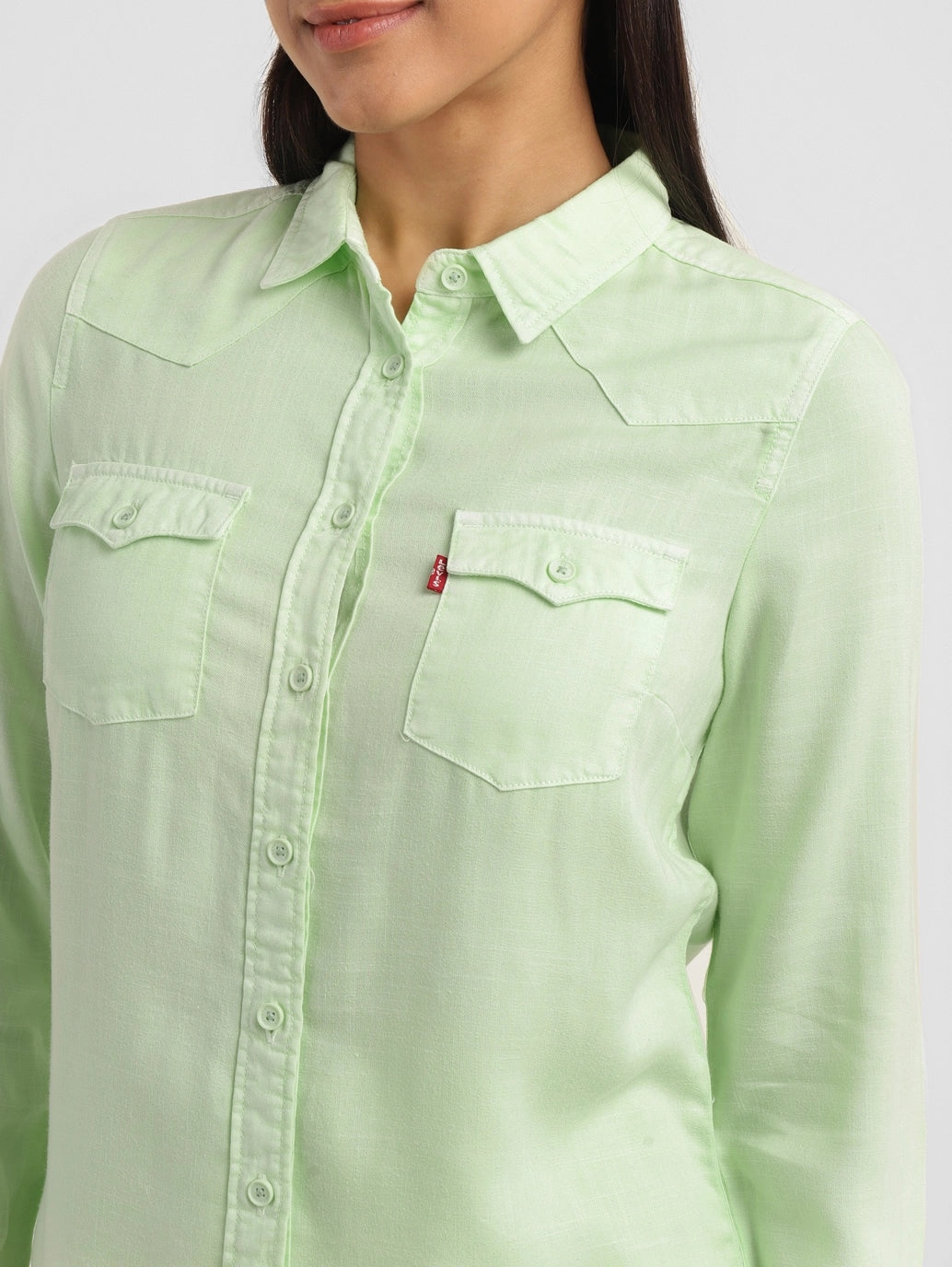 Women's Solid Spread Collar Shirt
