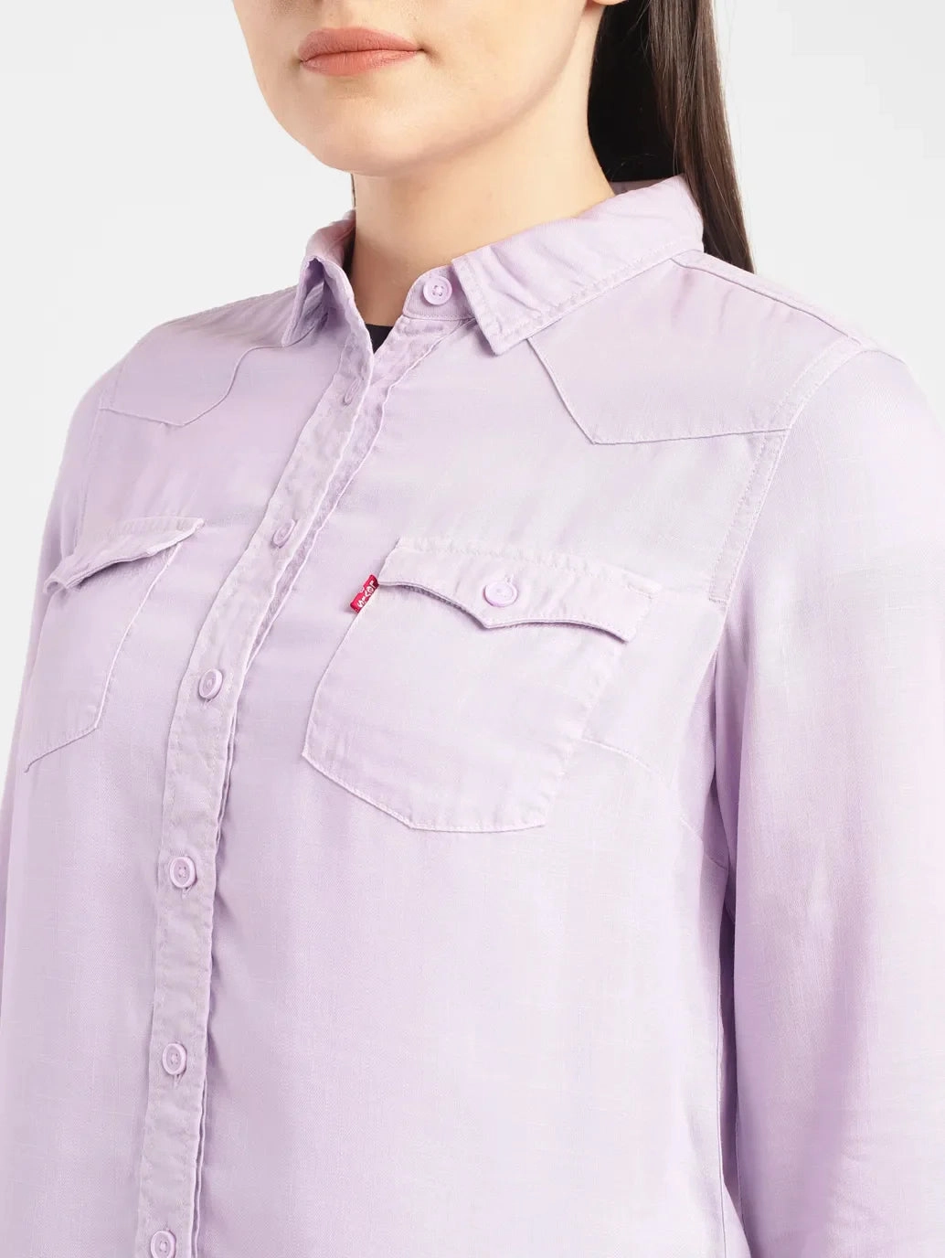 Women's Solid Spread Collar Shirt