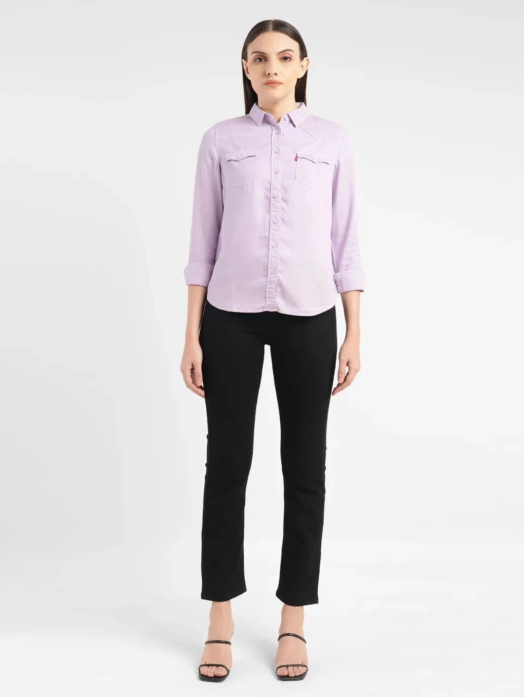 Women's Solid Spread Collar Shirt