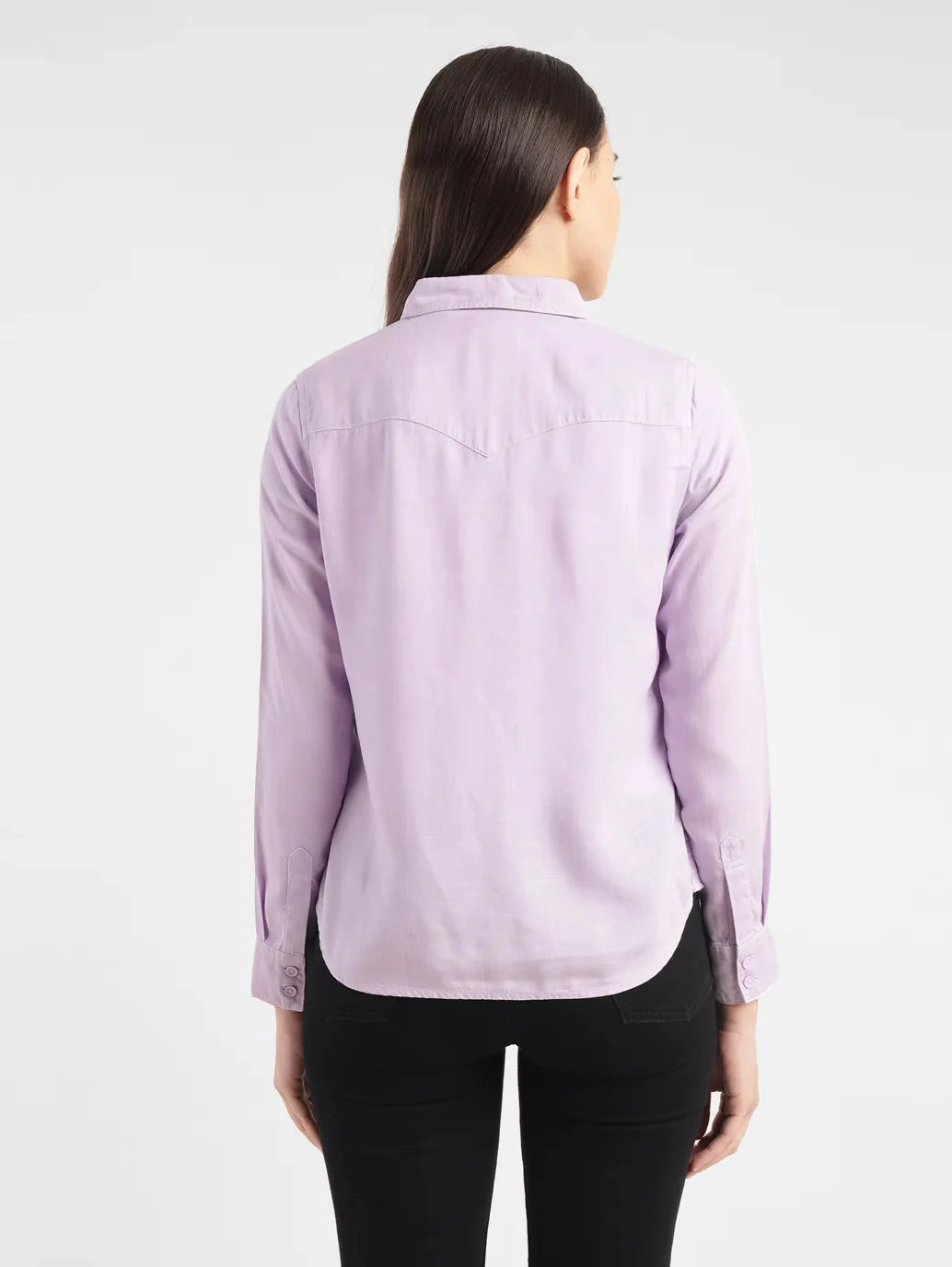 Women's Solid Spread Collar Shirt