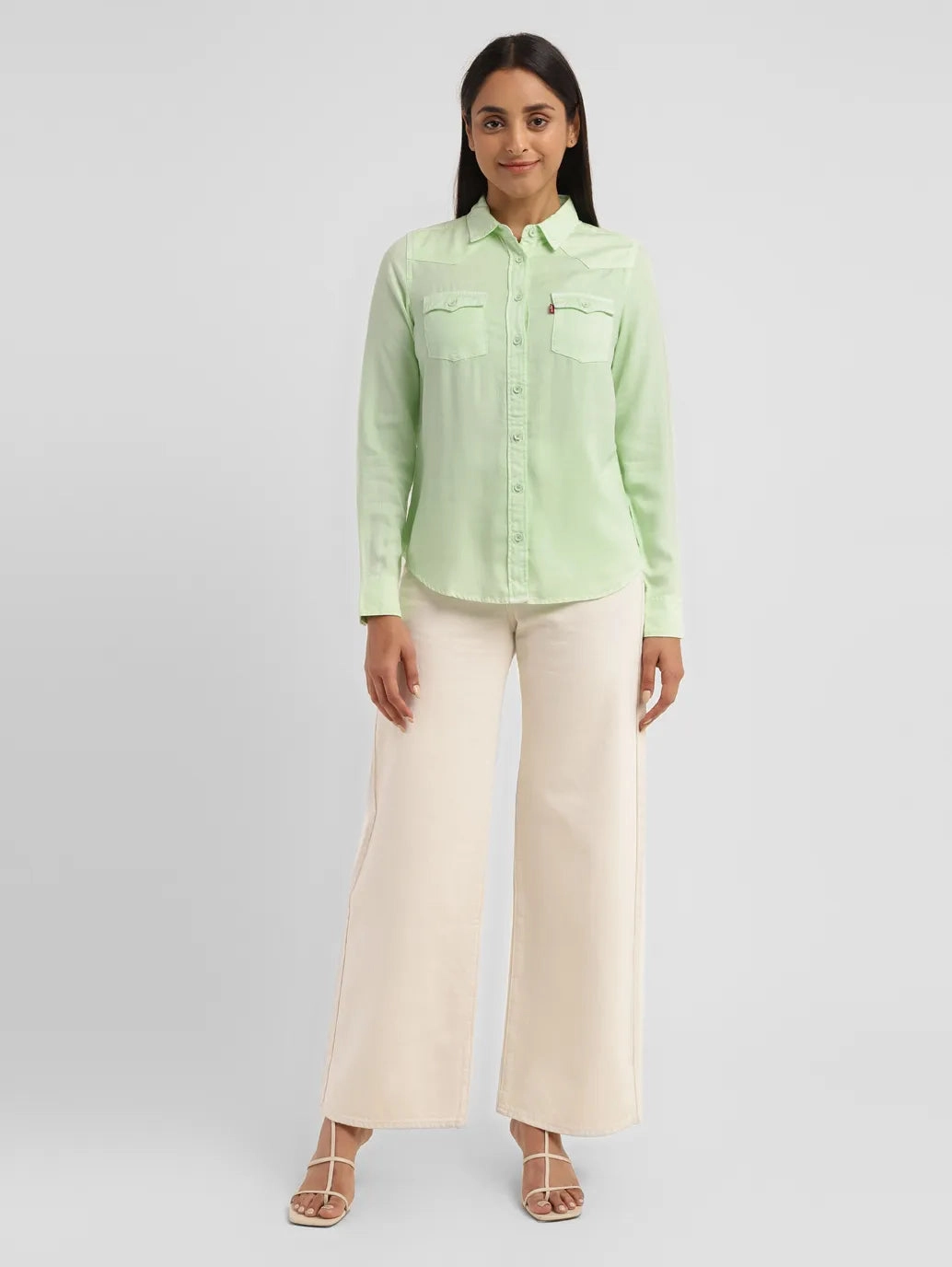Women's Solid Spread Collar Shirt