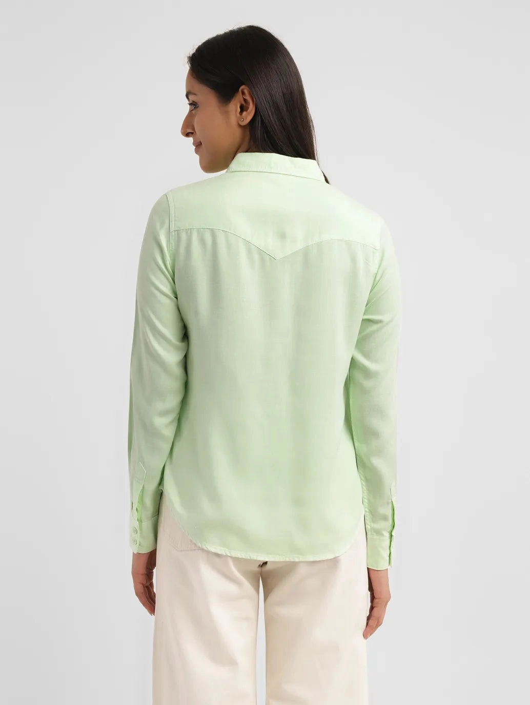 Women's Solid Spread Collar Shirt