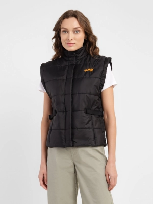 Women's Solid Turtle Neck Quilted Jacket