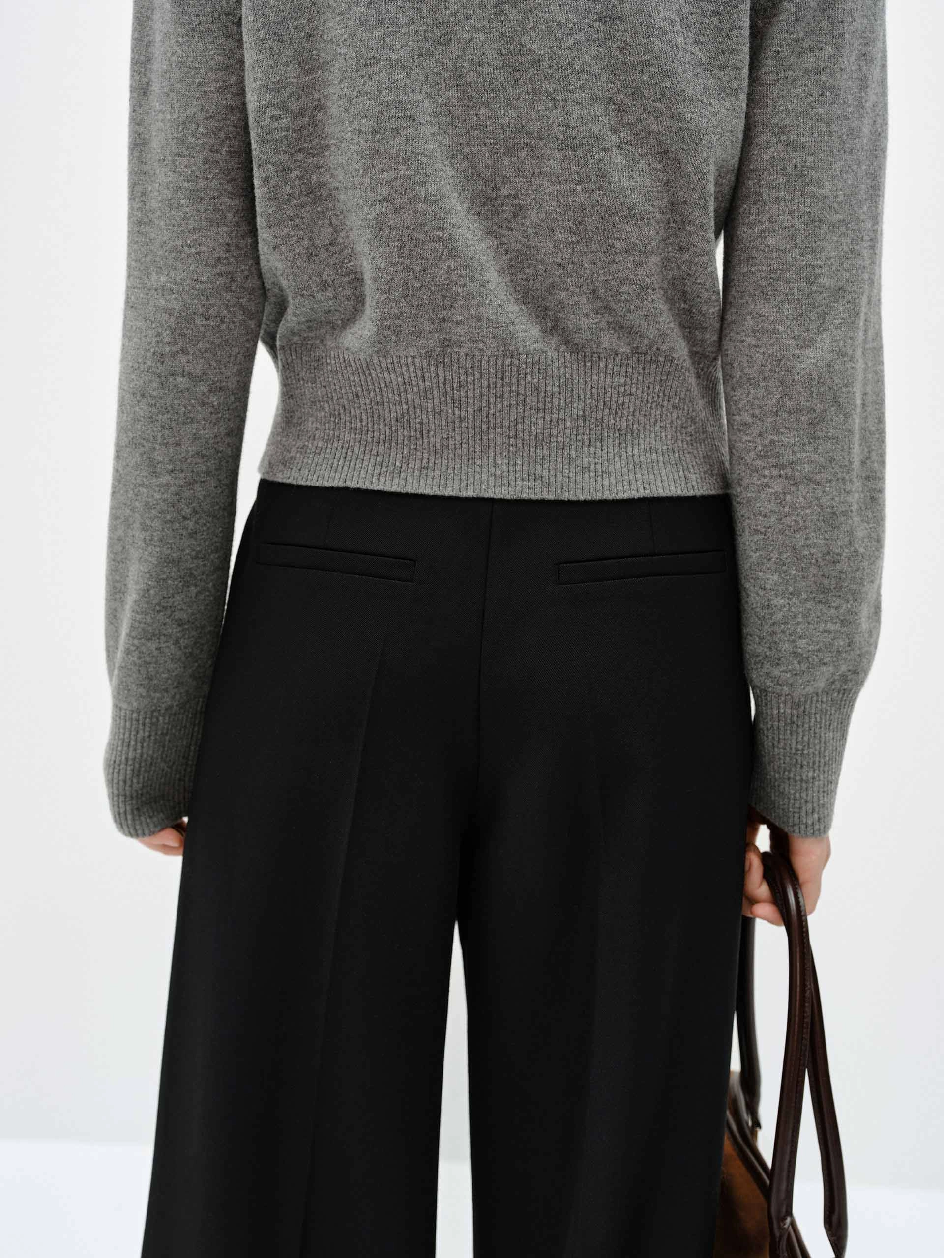 Wool Blend Belted Pants