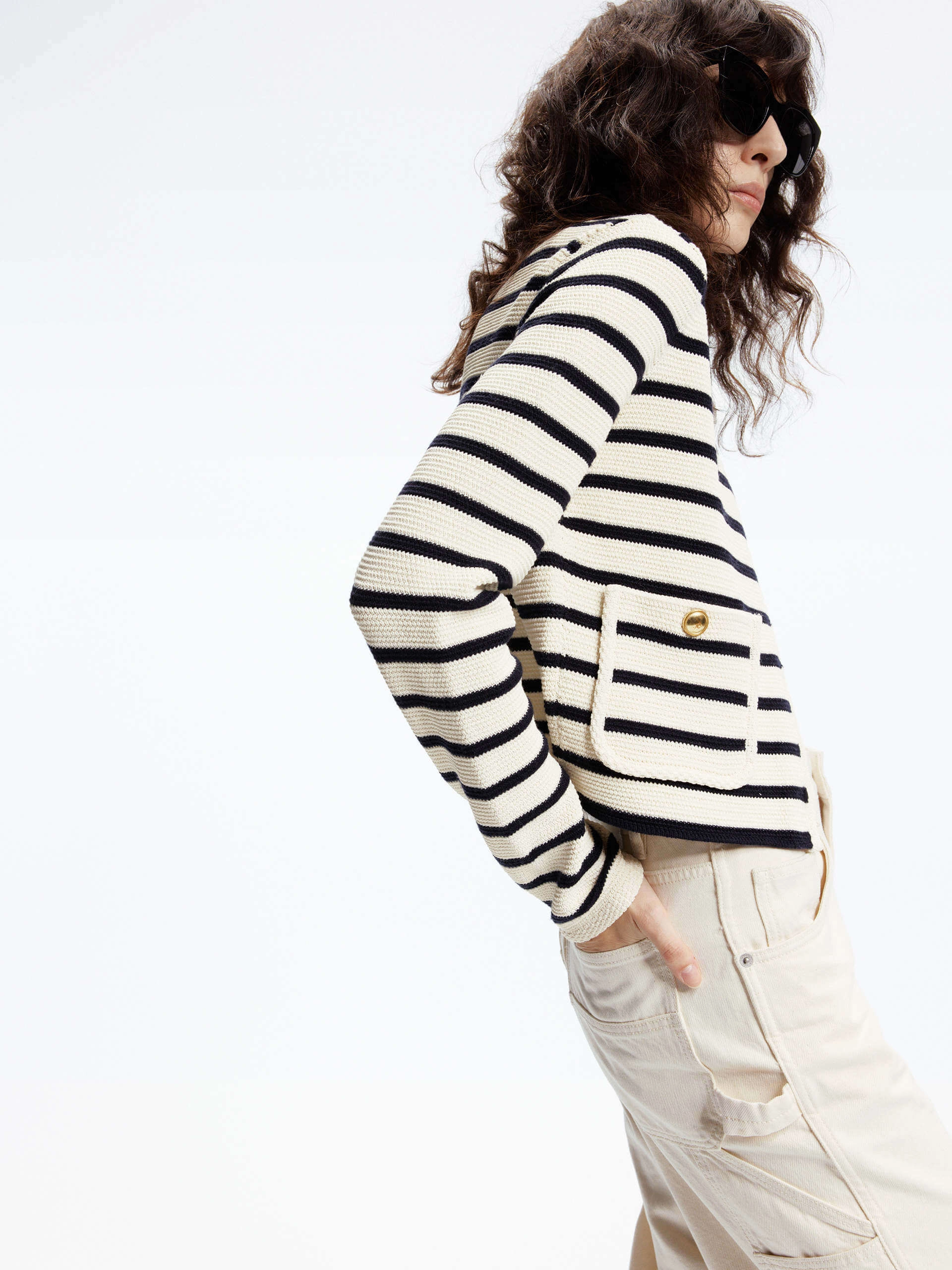 Wool Blend Striped Cardigan