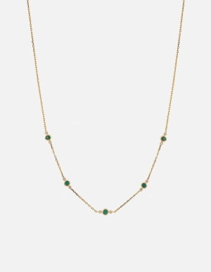 Zaha Chalcedony Necklace, 14k Gold Pavé