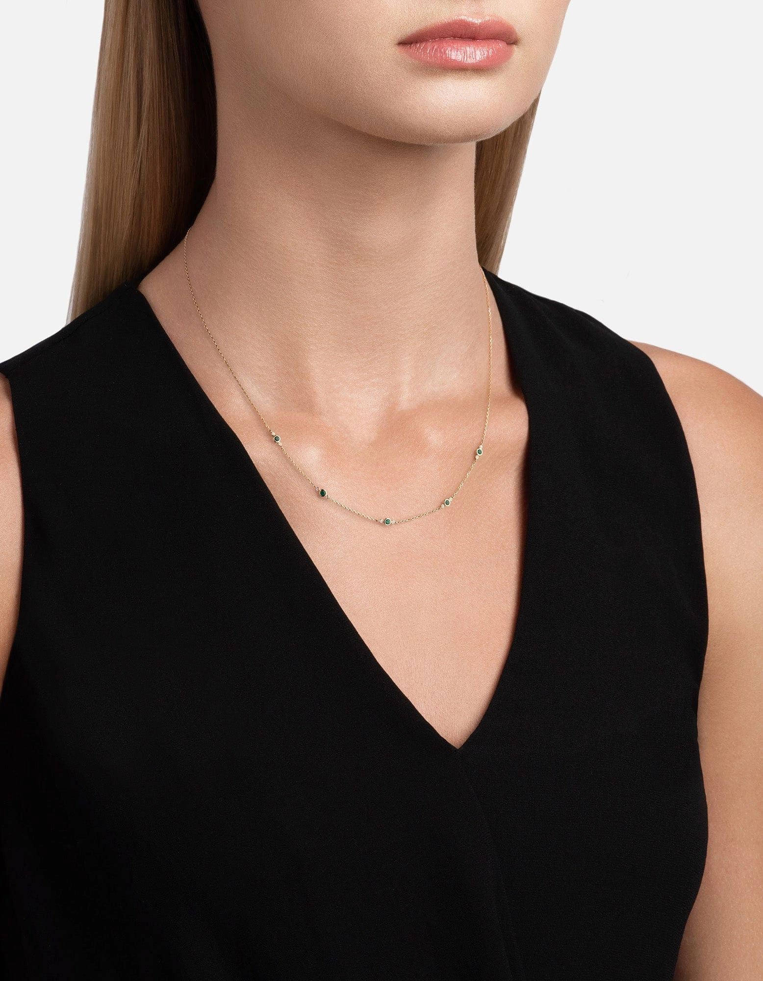 Zaha Chalcedony Necklace, 14k Gold Pavé